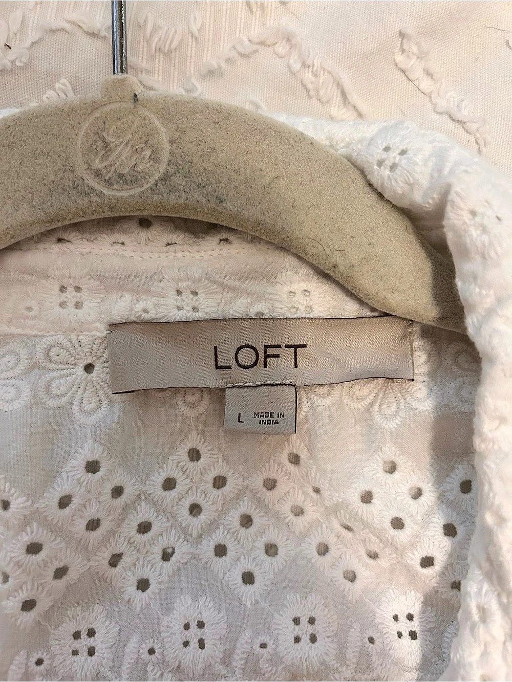 LOFT Eyelet Everyday Oversized Shirt White Size Large - Picture 5 of 5